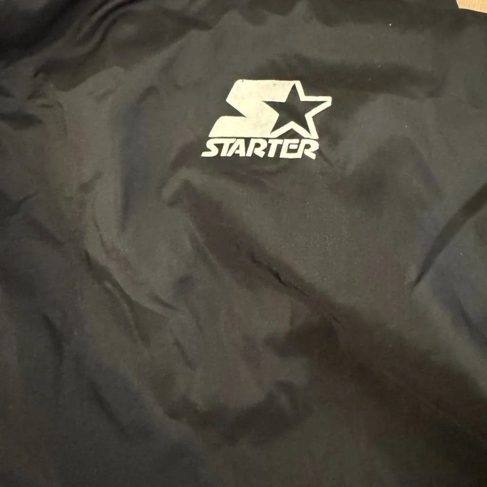 Vintage Starter Oakland Raiders Hooded Windbreaker Jacket Mens L 90s NFL Black